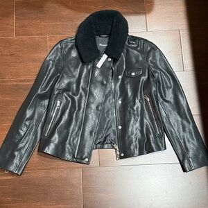 Madewell Black Leather Bomber Jacket
